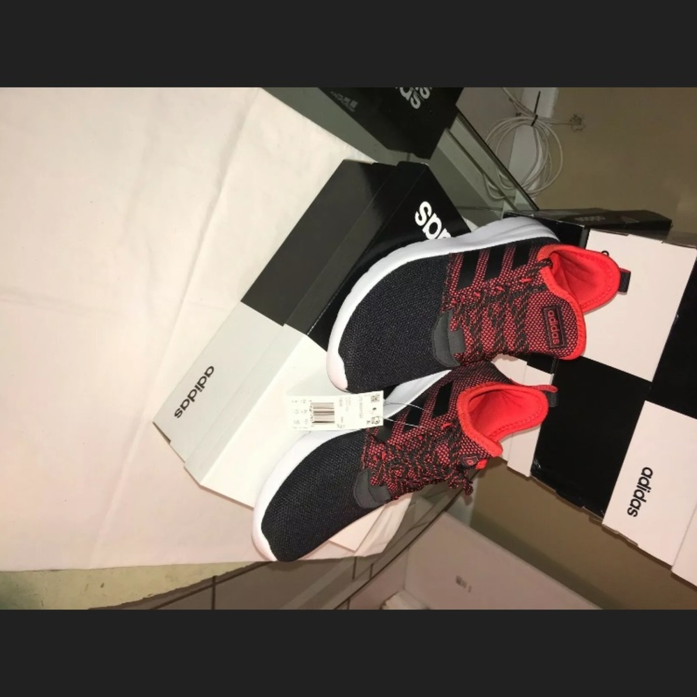 ADIDAS LITE RACR RBN CORE BLACK ACTIVE RED SIZE 9 - Picture 4 of 5